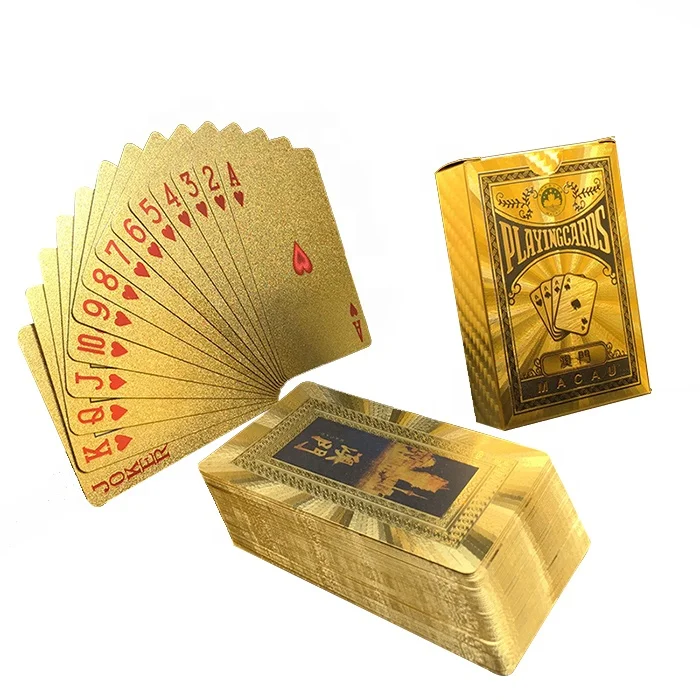 GS-18006 Wholesale Custom DesignPVC Plastic Gold Foil Playing Card Poker