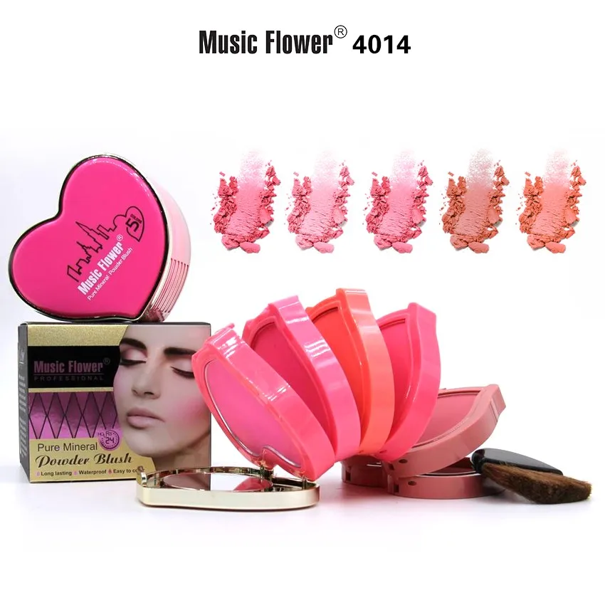 Hot selling cosmetics make-up waterproof 5 layers 5 colors  mineral pressed powder blush private label OEM manufacturer