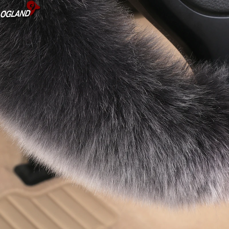 
Long wool Plush Sheepskin Car Steering Wheel Cover for Car Interior Accessories 