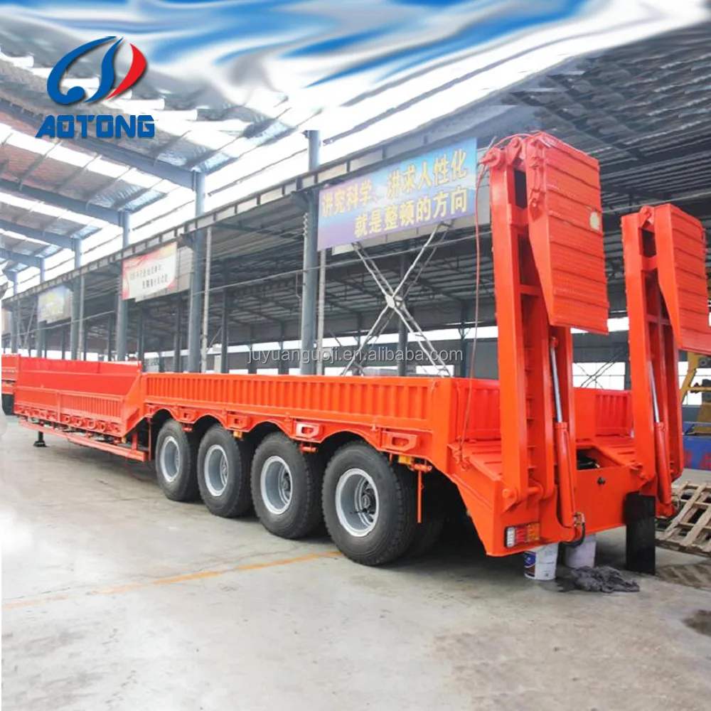Heavy load multi axle 4 axle 60 tons draw bar hydraulic system kit parts low bed semi trailer lowboy low-bed-trailer for sale