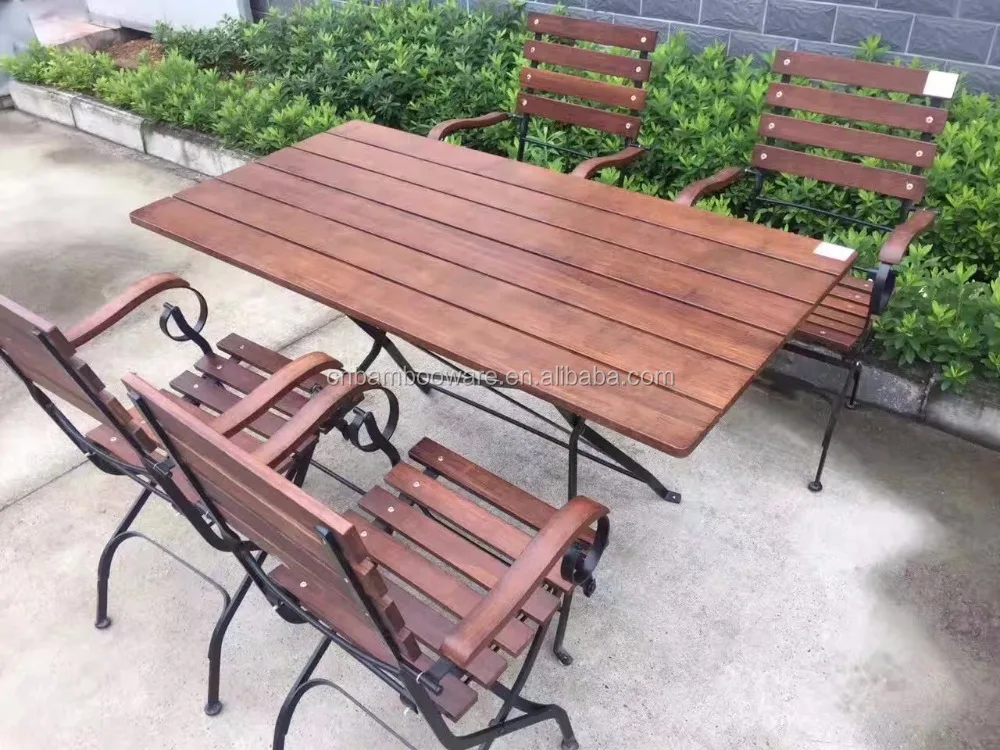 New Outdoor Furniture Classical Bamboo Cafe Table Chair For Garden Shop