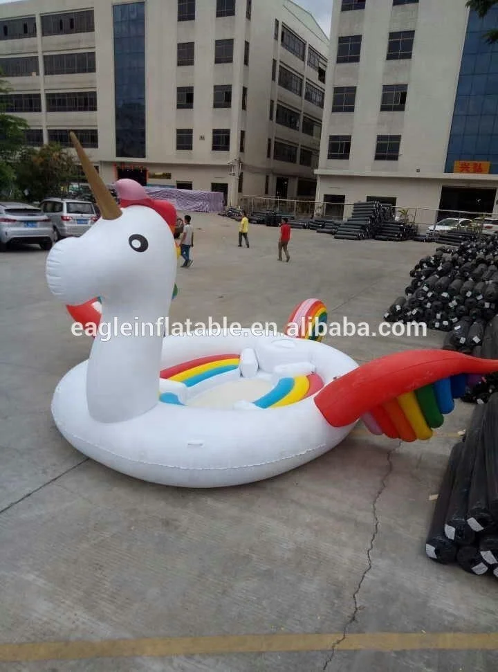Water partk and beach sea side toy newest huge 6 person inflatable Unicorn Party Bird water Island
