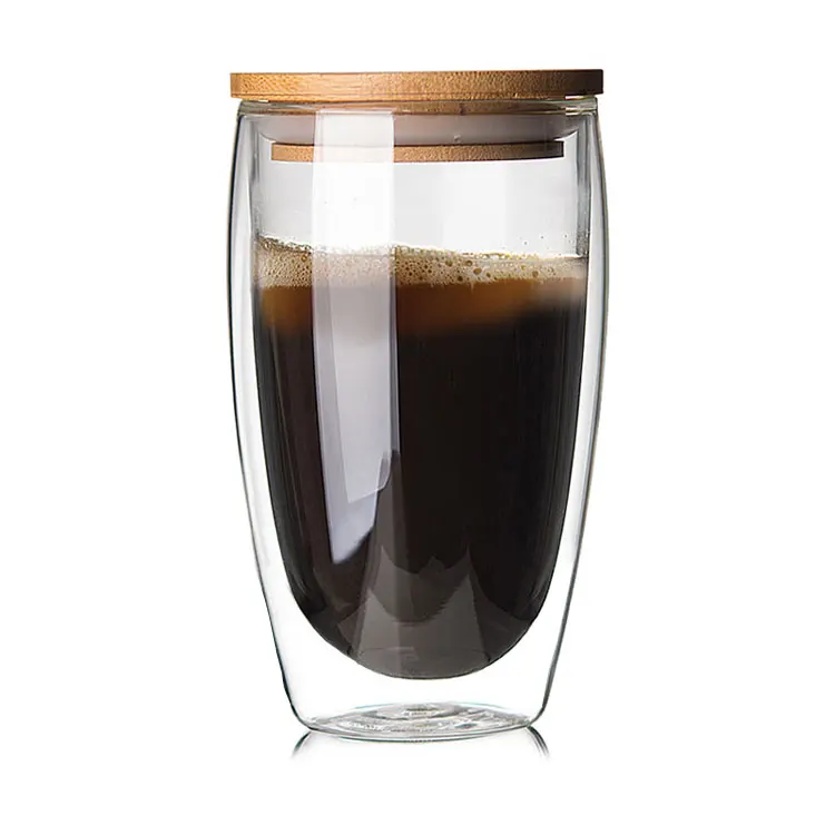 Custom Mug With Lid Double Wall Wholesale Reusable Borosilicate Coffee Glass Cup