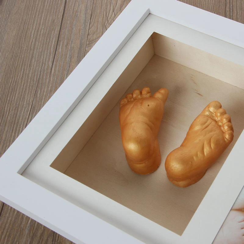 3D Baby Casting Kit with wood panting picture frame baby Foot and hand print kit