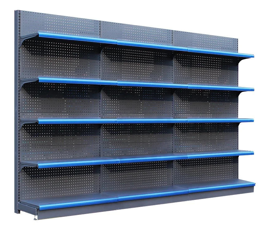 Guangzhou Factory Cold-Rolled Steel Retail Shelves, Standard Supermarket Wall Shelving, Single-sided Grocery Store Display Shelf