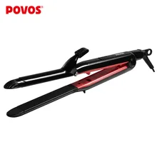 POVOS Hair Straightener Curling Ceramic Plate Irons Straightening 2 in 1 Iron Roller Professional Styling Tools PR5071B