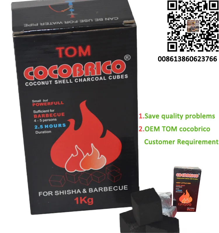 HQHC0025 HongQiang charcoal manufacturer low ash coconut shell cubes briquette charcoal for shisha hookah