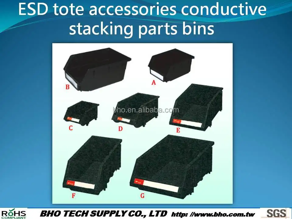 C-8302 ESD tote accessories conductive stacking parts bins