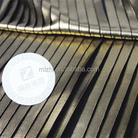 Wholesale Shine Golden Pleating Skirt Dress Pleating Fabric Brands Pleated Golden Foil Fabric