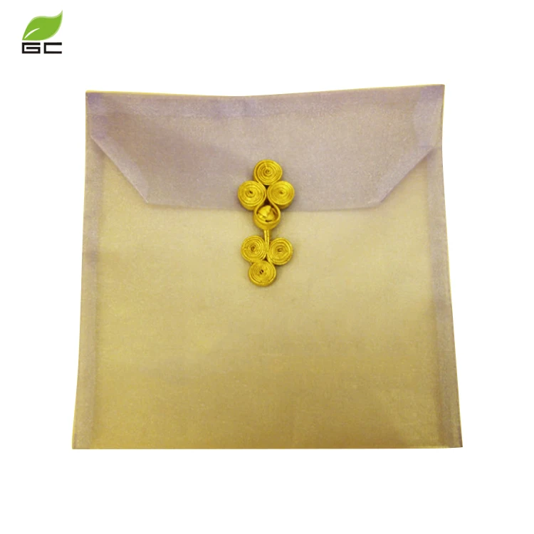 Custom Printed Logo Colorful Luxury Organza Envelope Cloth Packaging Bag With Button Closure