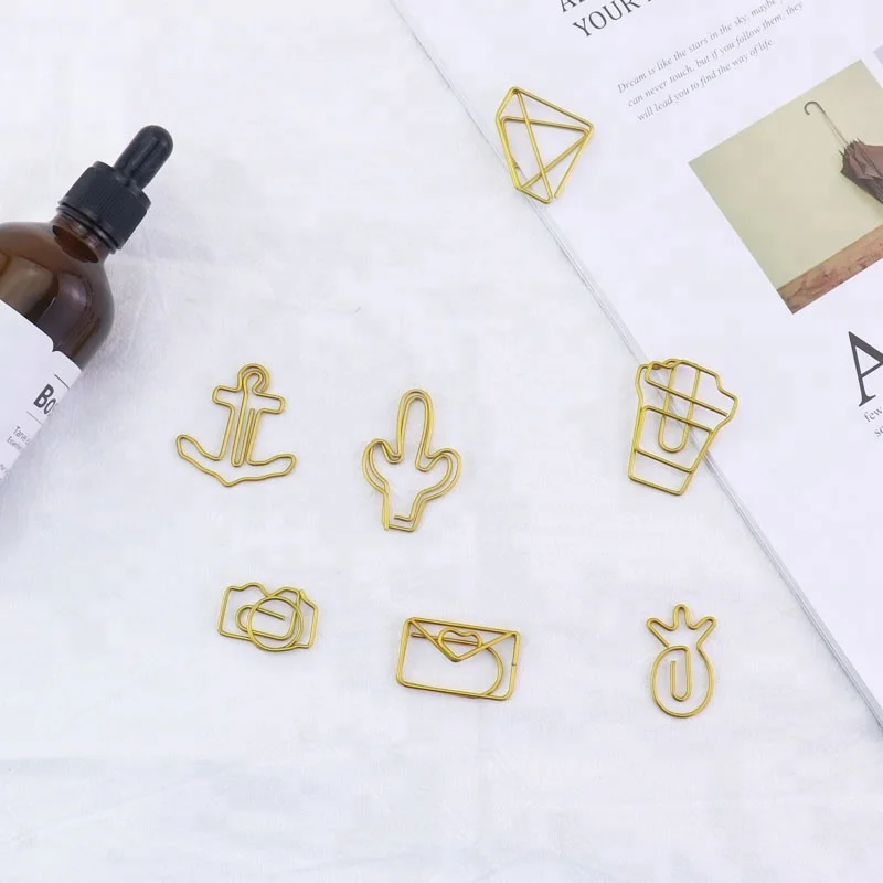 PET gold different kinds shaped paper clip