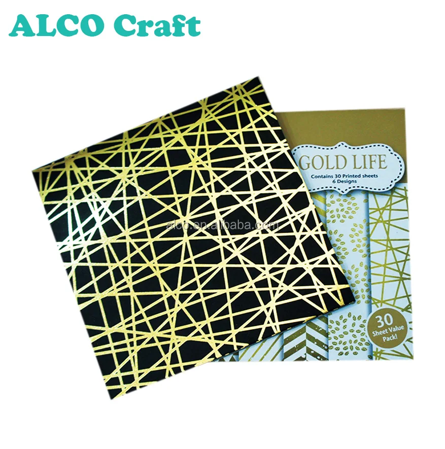 30 sheets gold foil woodfree scrapbook design paper pad custom printing