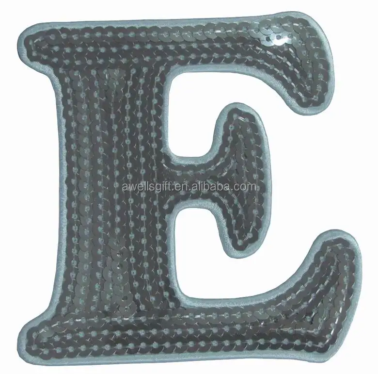 Gold Sequin Letter Design Sew on Patch Embroidery Applique Cloth Patches