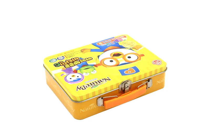 Cheap lovely kids food candy packaging lunch metal tin box with lock and key