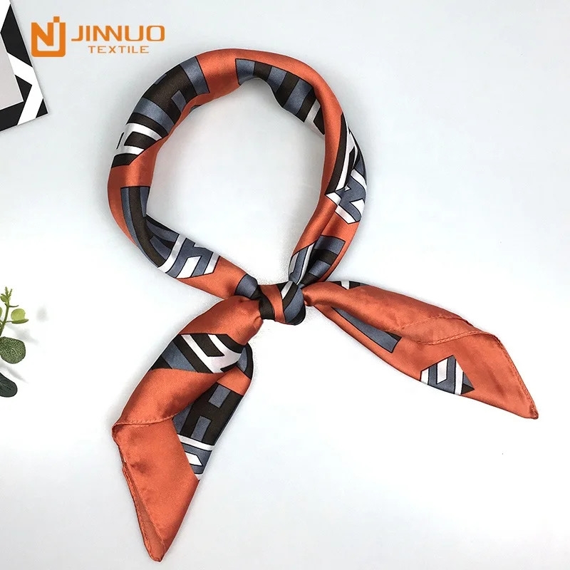 
square scarf women fashion echarpe uniform accessory stripe hijab airlines pointed silk like satin hair neck 70 X70 