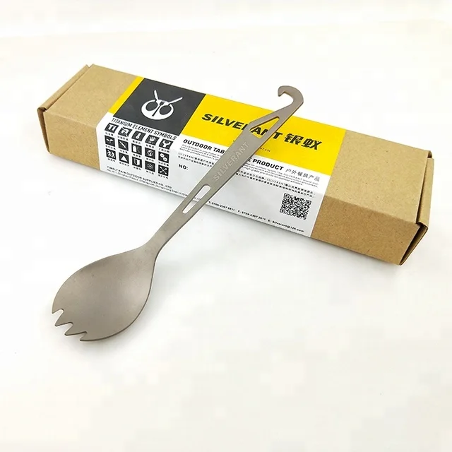 Titanium Food Grade  handle Spork With outdoor camping hiking tableware