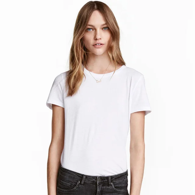 t shirt white for Women Fruit  Loom Fitted White T-Shirt  women white t shirt cotton