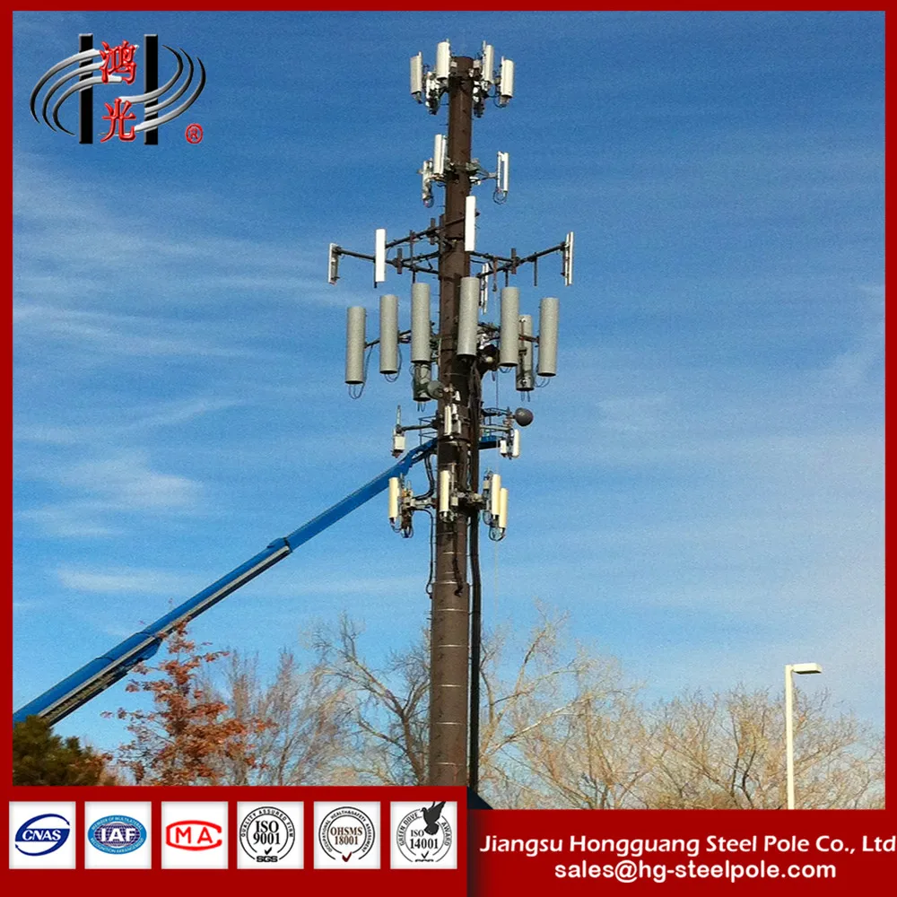 galvanized steel power transmission line monopole tower