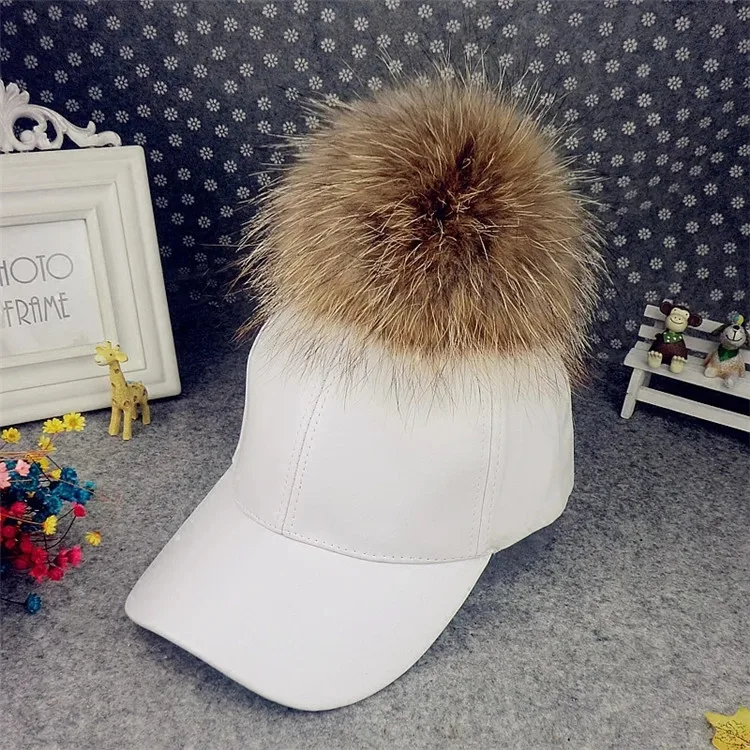 Горячий мод енота меховым пом бейсбольная кепка для женщин осенние спортивные бейсболки и кепки