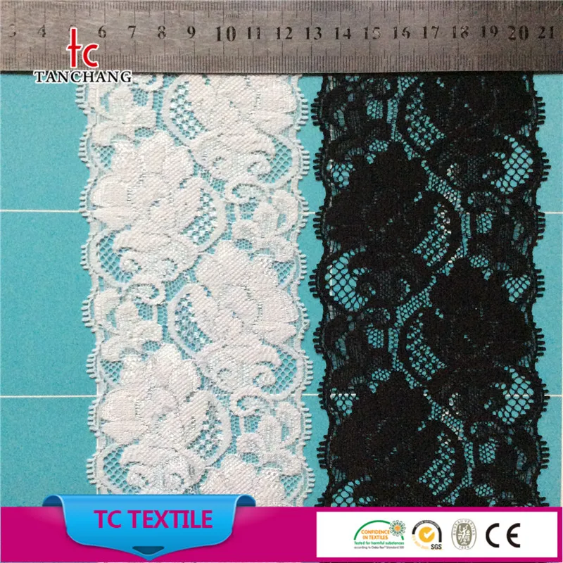 Guangzhou factory supply 8cm border lace trim lycra lace for closing LSHB308