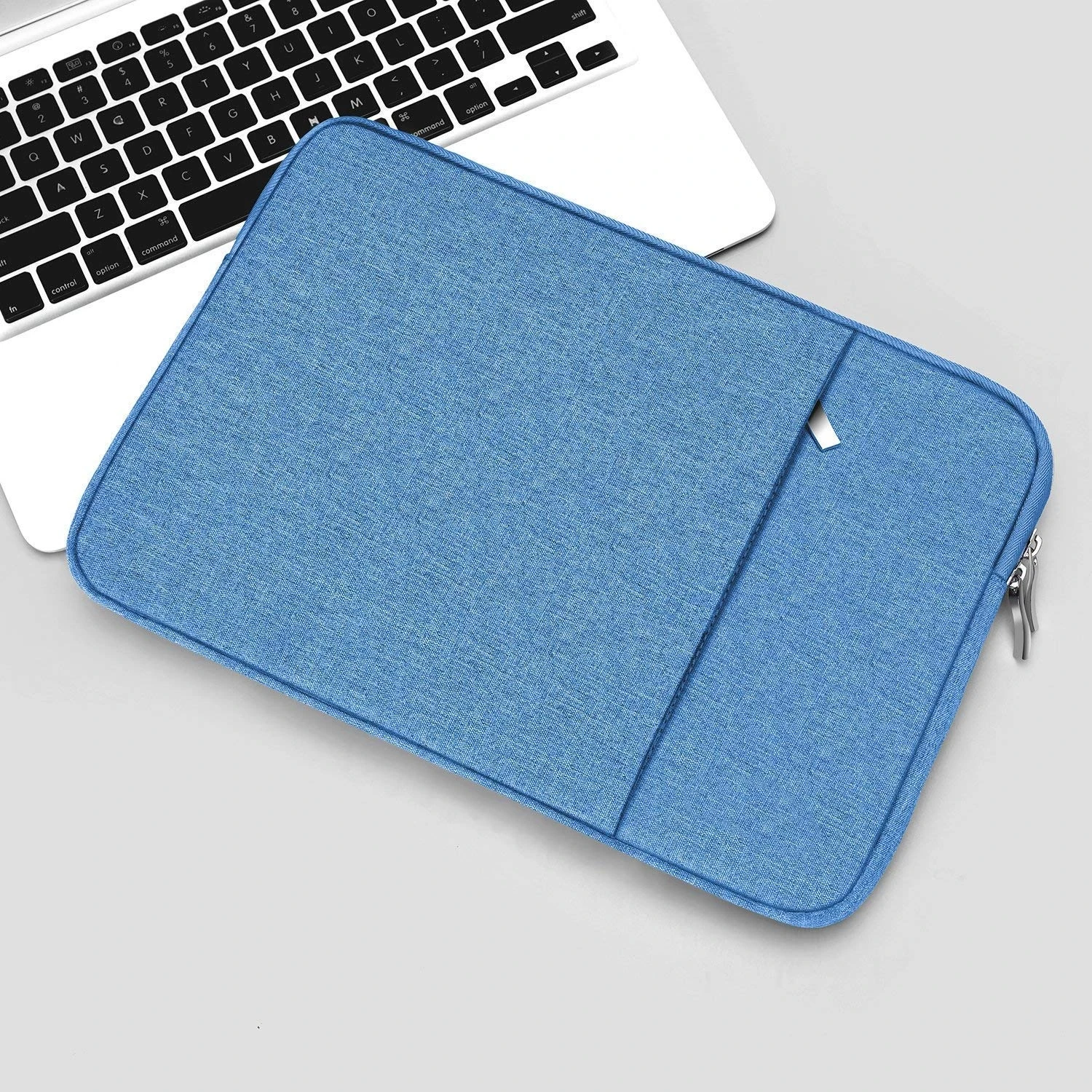 Blue Business Style Ultra-Book Laptop Carrying Case Protective Bag Sleeve Made of Felt Neoprene Fabric and PU Size Inch