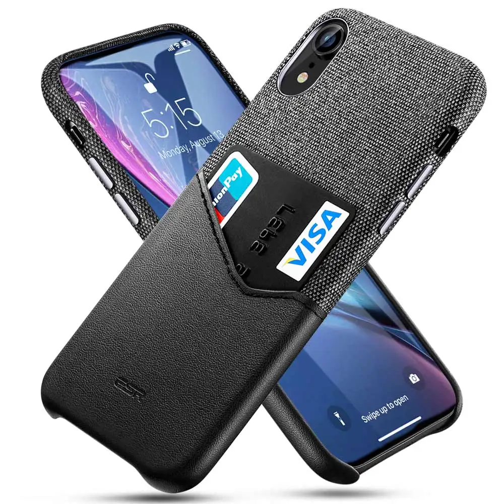 
ESR Soft Fabric Premium PU Leather Case with ID & Card Holder Slot phone case for new iPhone XR 6.1 inch 2018 