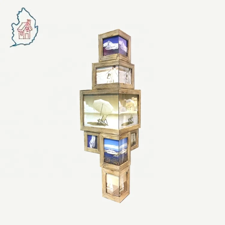 ANTIQUE unique wall corner photo frame, wooden corner picture frame