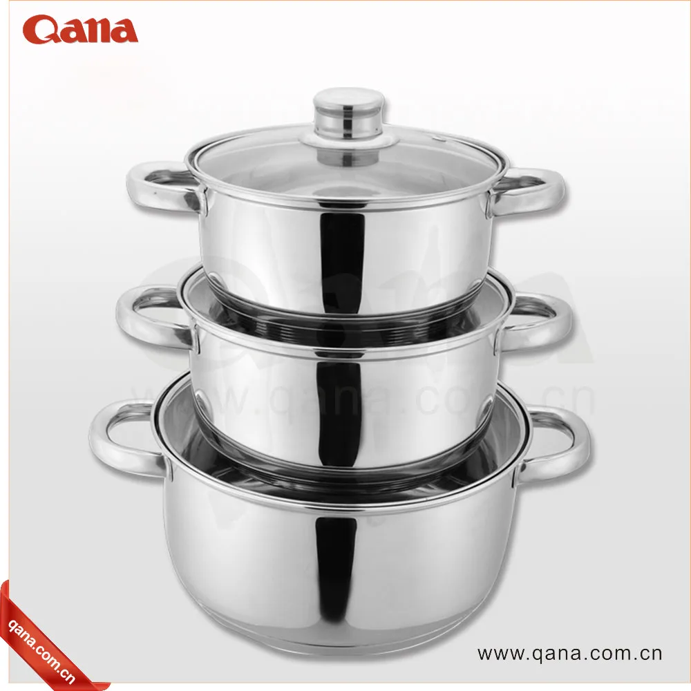 QANA Factory Wholesale OEM stainless steel Germany style induction cookware set cooking pot utensil cast iron pots and pans
