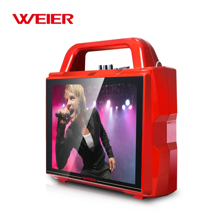 Weier беспроводная уличная портативная тележка караоке активная колонка с ЖК-экраном