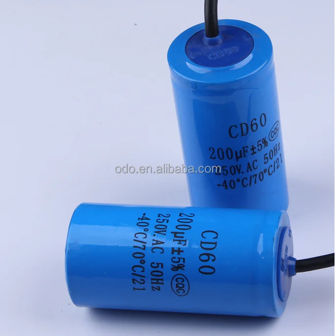 custom size china 200uf 250v cd60 start aluminum electrolytic capacitor general purpose for motor en60252 with CE&ISO