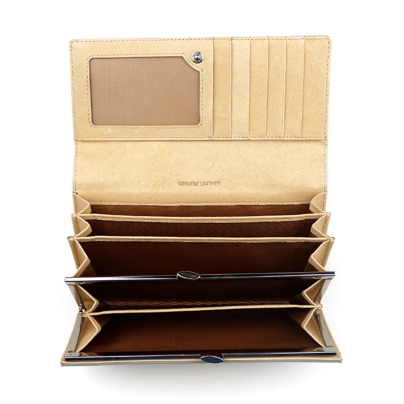 Metallic gold and silver embossed Crocodile Genuine Leather ladies Wallets