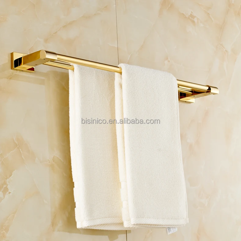 European Luxury Copper Towel Bar, Dual Gold Plated Brass Towel Bar, Bathroom Metal Accessories