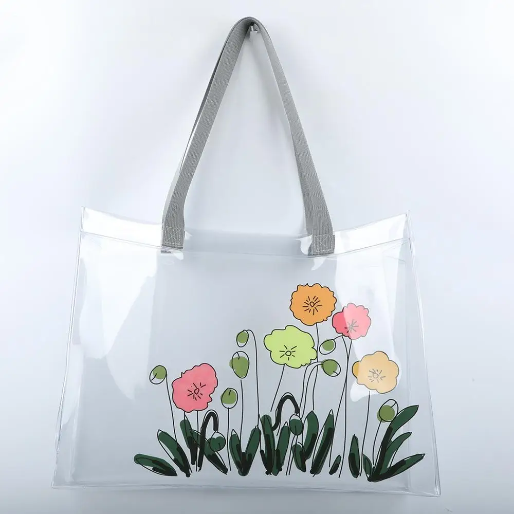 INSTOCK Wholesale Cosmetic Bag with Customized Designs Women Clear PVC Shoulder Bag Transparent PVC Handbags