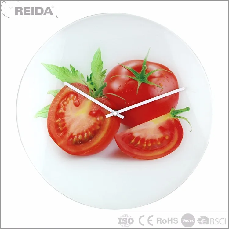 Reida glass analog round no number quartz frameless modern art painting  wall clock