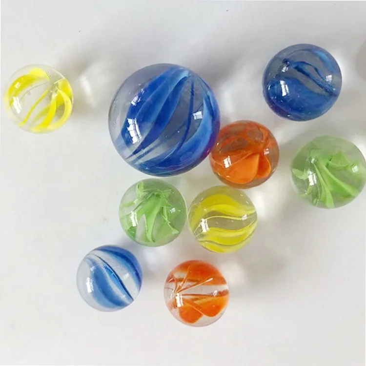 Colorful Silk Lines Round Glass Marbles Inner With 8 Petals