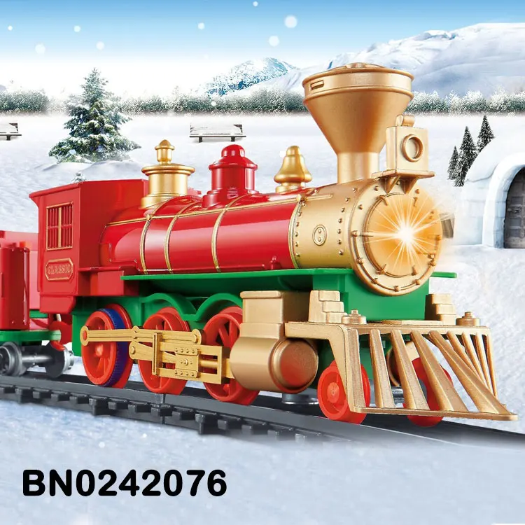 Classical Electric Toys Christmas Train Track Car Set With Sounds And Light