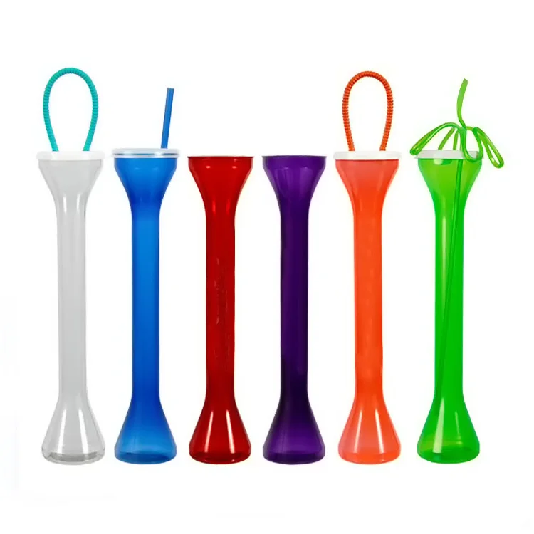 Long Neck Customized Drinking Party Yard Cup Clear Yard Cup With Straw