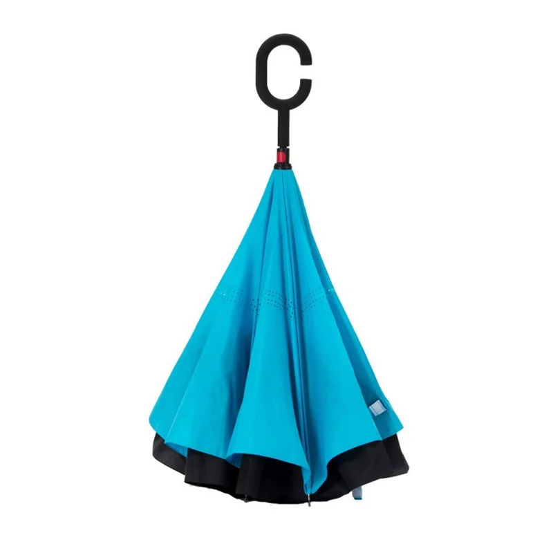 New Product 2019 Innovative 3 Fold Easy Hold Digital Printing Blue Sky Reversible Reverse Folding Umbrella