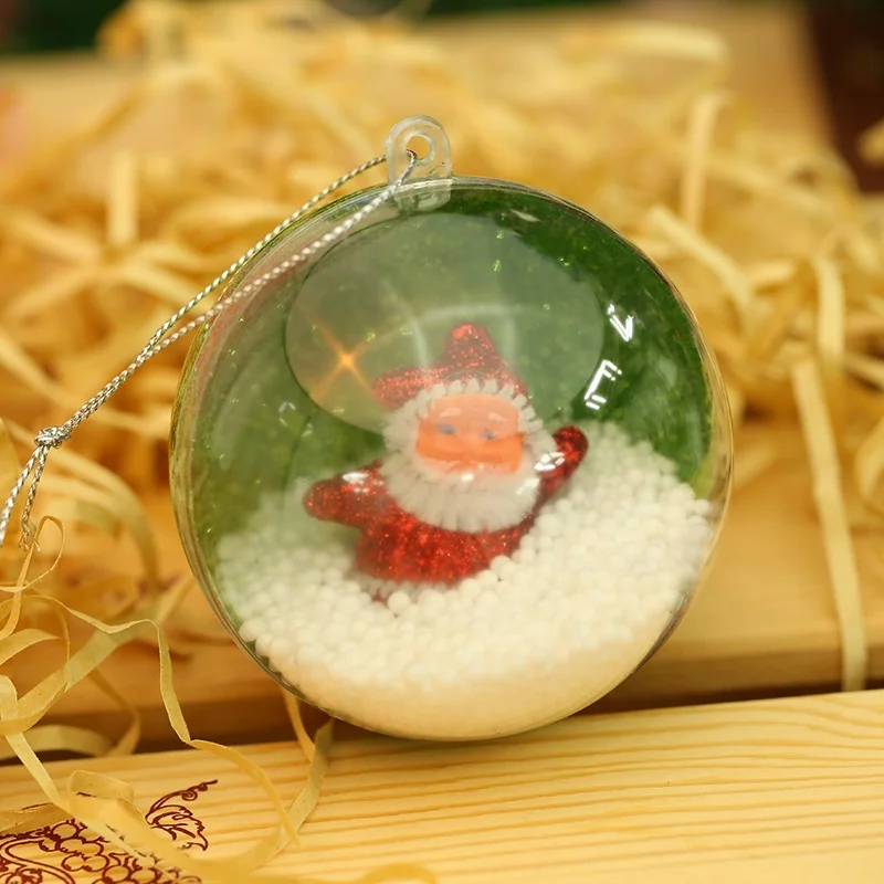 Clear Plastic Christmas Ornaments Embroidered Flocked Hollow Balls Decorative Home Wedding Party DIY Crafts Fillable Hanging