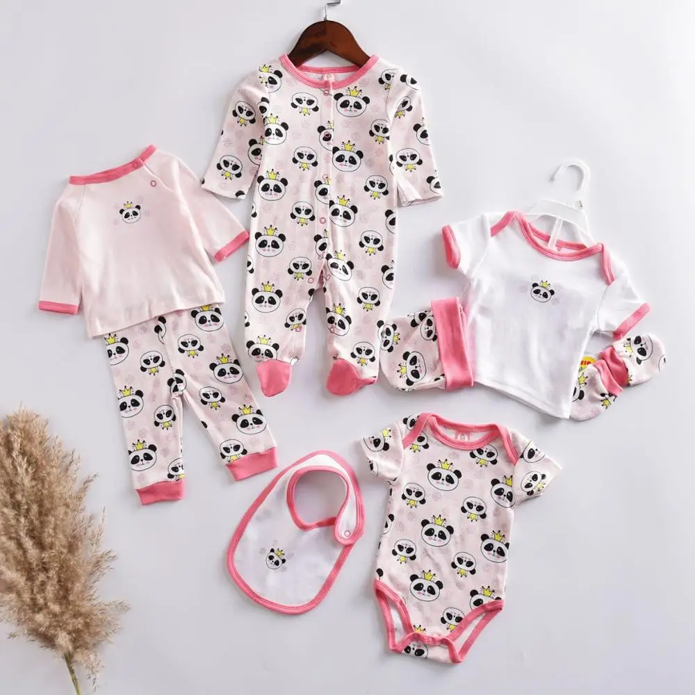 
9pcs/lot 100% cotton newborn baby clothes sets infant bodysuit romper clothing gift sets 