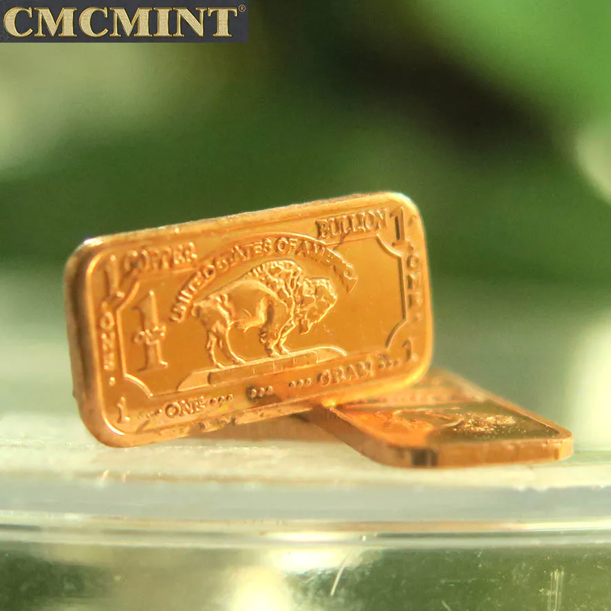 Медные слитки для продажи старые медные 1 г 999 тонкая медная балка буйвола из чистой меди A111