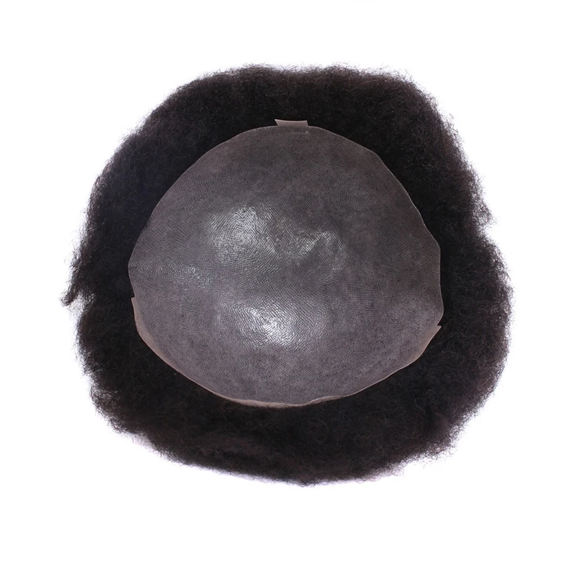 light density afro swiss replacement thin skin Wholesale Man Hair Men Human Black Cheap Pu Base Wig Weave Unit Male Afro Toupee