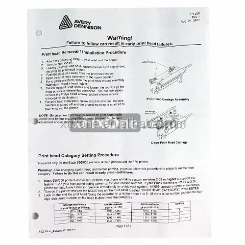 Barcode Parts 300DPI Printhead for Novexx Chess 5, Lion and TTX 675