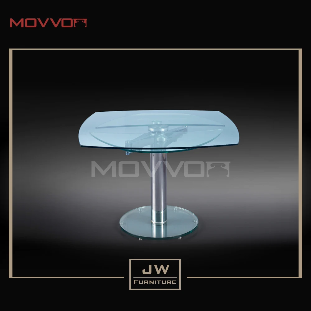 
Home furniture general use best design steel chromed frame extendable oval glass dining table for modern style 