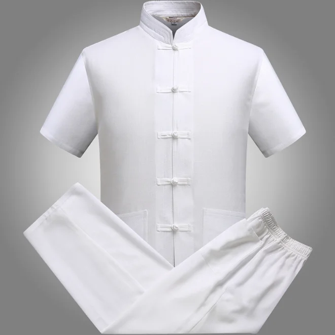 2019 New Arrival short sleeves tang suit traditional chinese linen fabric for sale