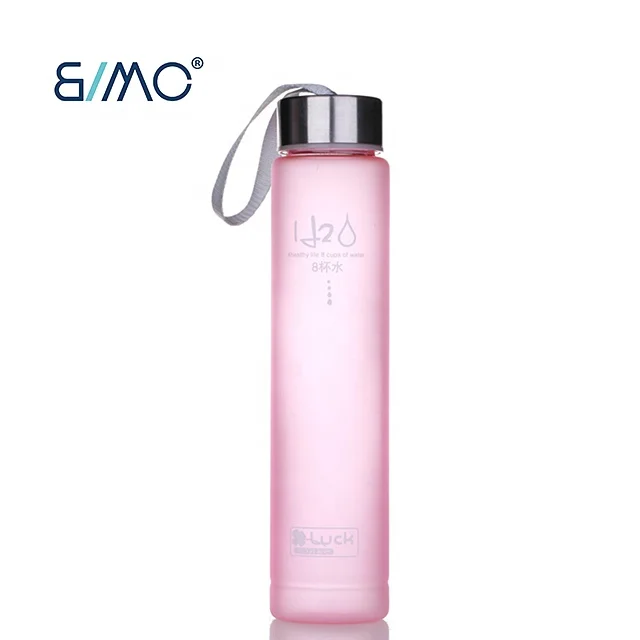 Creative Fashion Candy Color H2O Transparent Frosted Plastic Cup Sports Couple Water Cup Rope Fashion Lollipop Cup