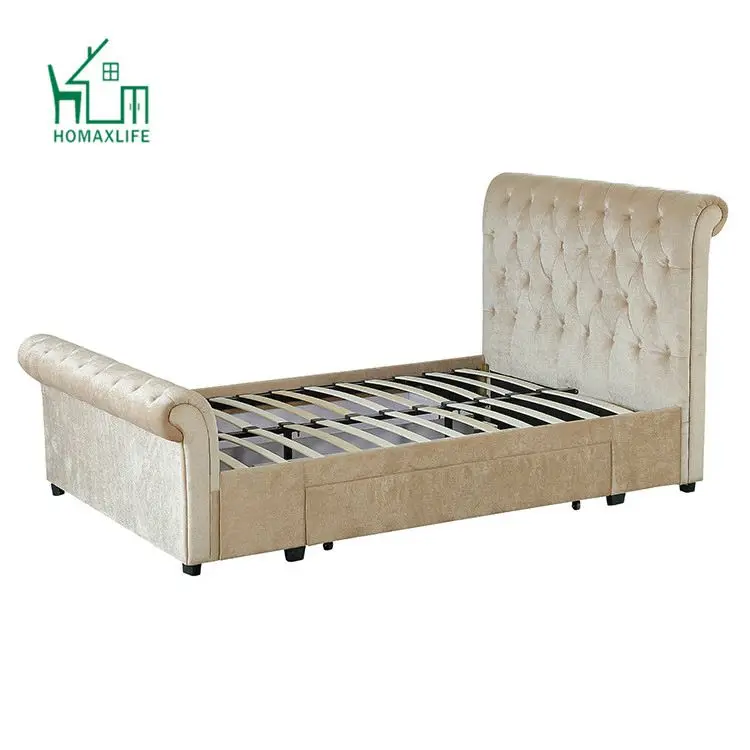 Free Sample King Queen Size Upholstered Sleigh Bed