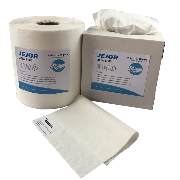 
500pcs/Roll Industrial Machine Oil Cleaning Customized Dust Free Dry Wipes Roll Non Woven Wipes Roll 