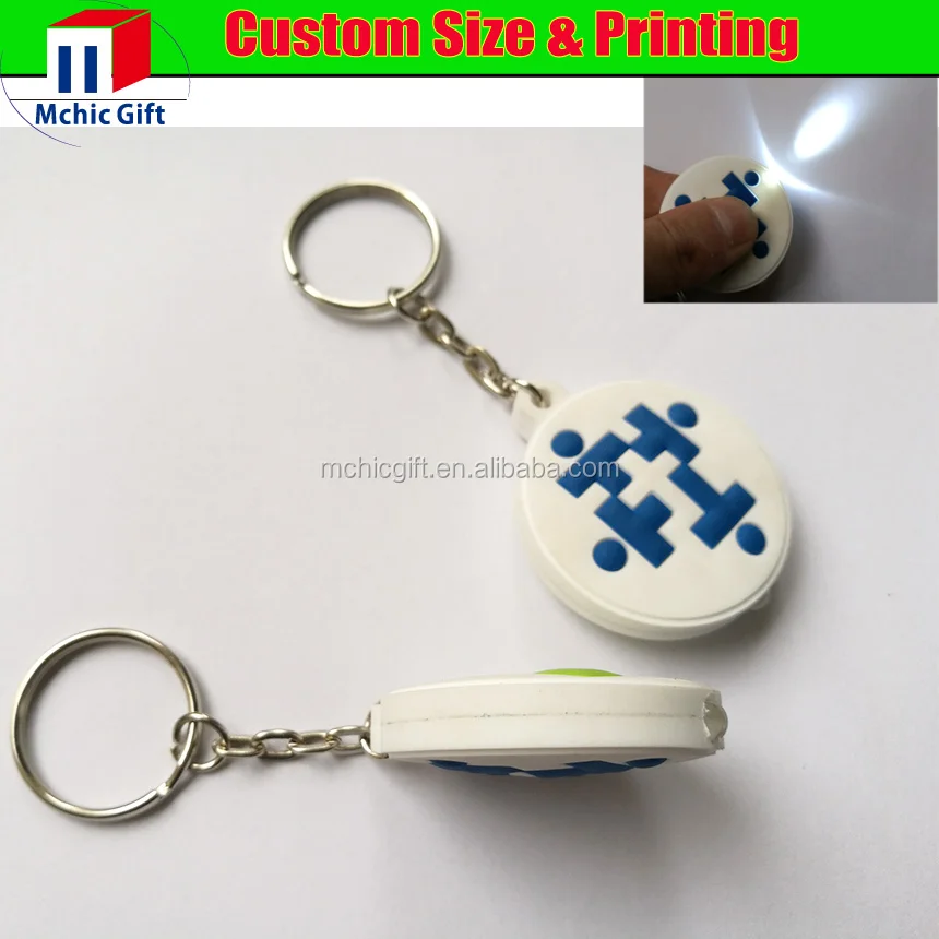 Premium customized plastic soft rubber led keychain with light, personal soft rubber light key chain