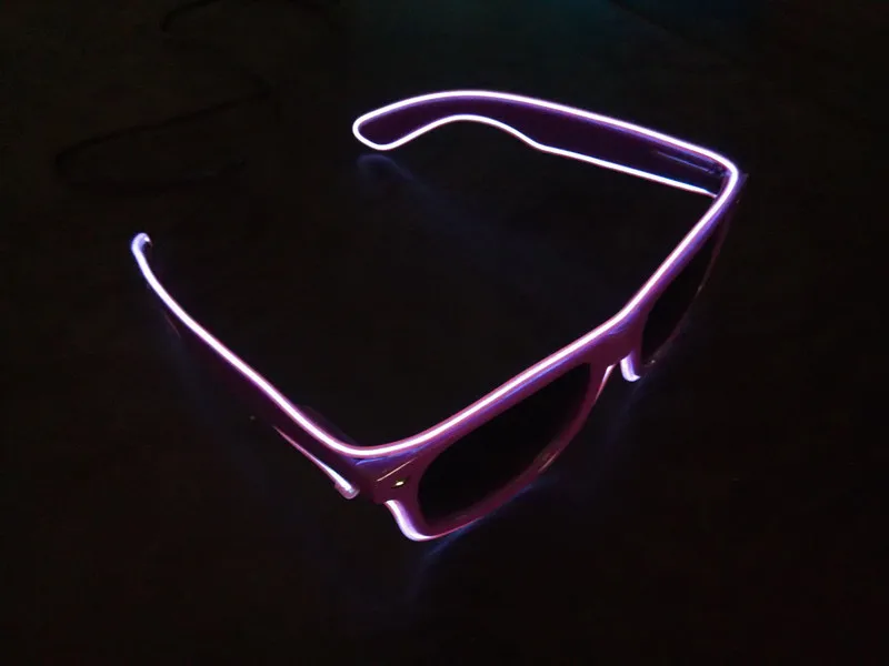 super light neon blue EL wire lighting sunglasses